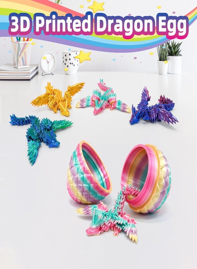 Flavery 4 Pack 3D Printed Dragon Egg - Small Egg with Wings Dragon Inside, 3D Printed Fidget Toys, Surprise Toys for Gift, Desk Executive Pet, Figurine Decor - Image 4